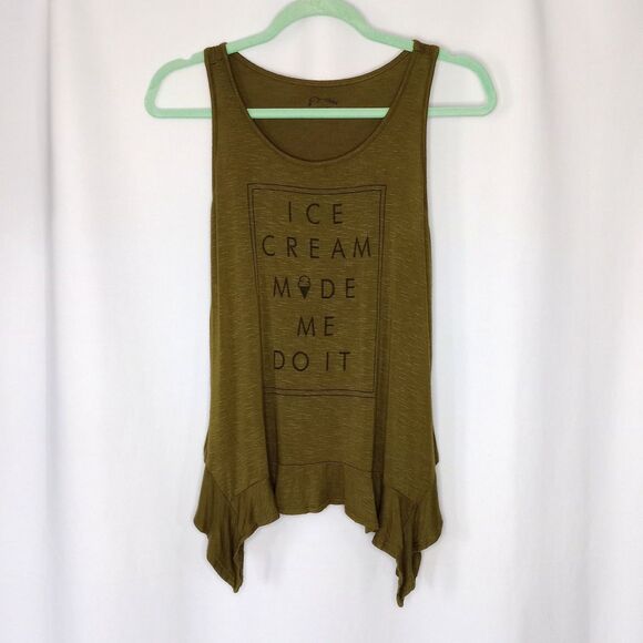 ⭐ Art Class Women's Rayon Ice Cream Graphic Tank Top Flowy Ruffle Shirt sz XL - Picture 1 of 6